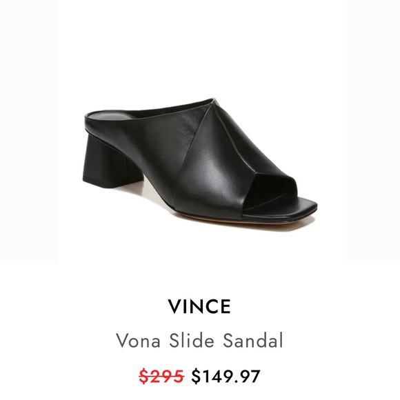 Vince Shoes - Vince Vona Slide Square Toe Leather Black Size 6.5
